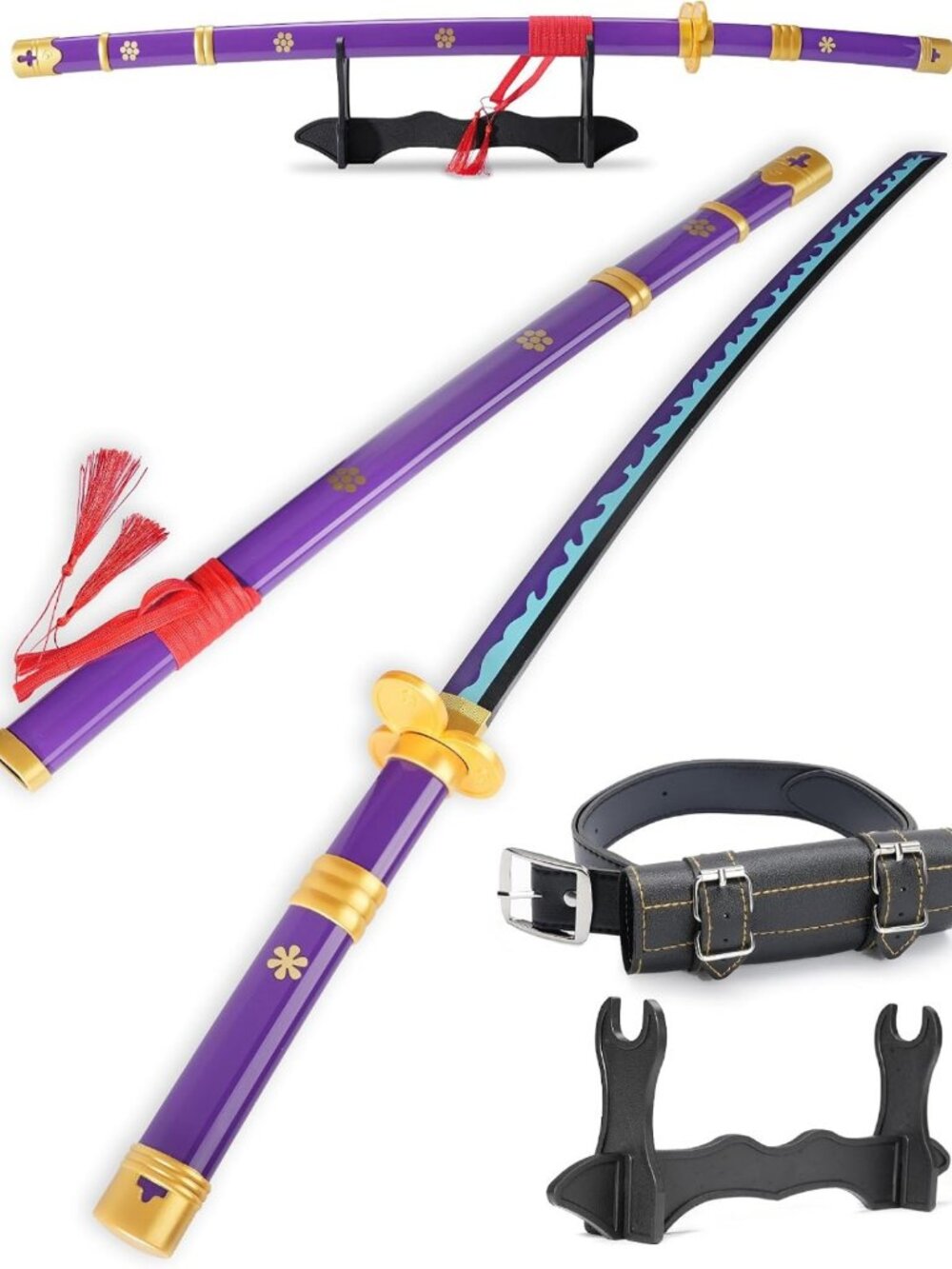 41-Inch Katana Sword Replica with Holster Belt & Display Stand - Authentic